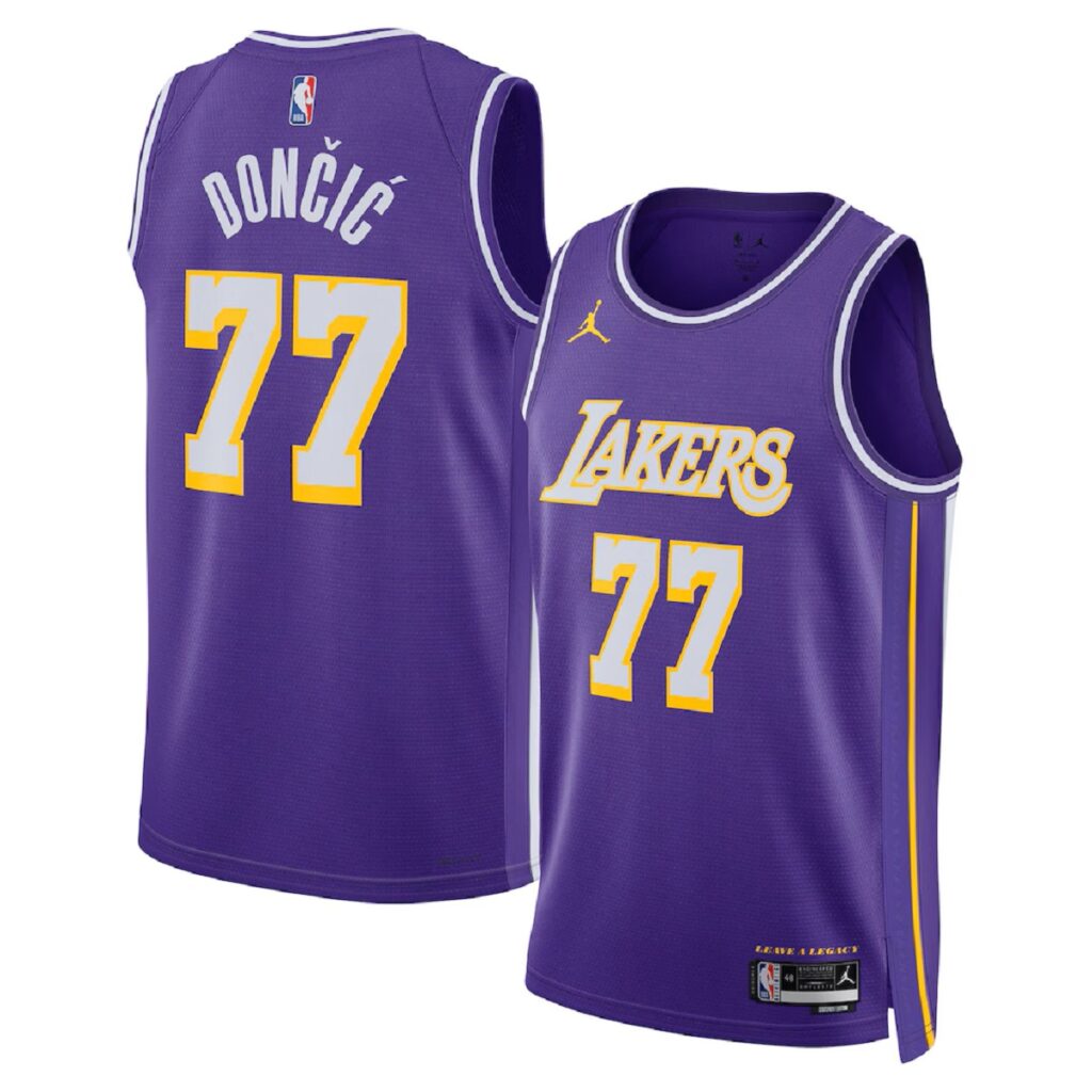Unisex Los Angeles Lakers Luka Dončić #77 Purple Swingman Jersey – Statement Edition - Cancha Kits