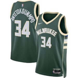 Unisex Milwaukee Bucks Giannis Antetokounmpo #34 Hunter Green Swingman Jersey - Icon Edition - Cancha Kits