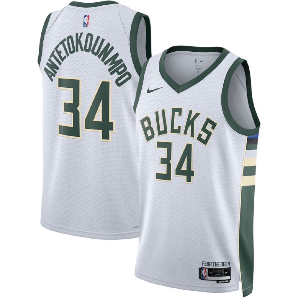 Unisex  Milwaukee Bucks Giannis Antetokounmpo #34 White Swingman Jersey – Association Edition - Cancha Kits