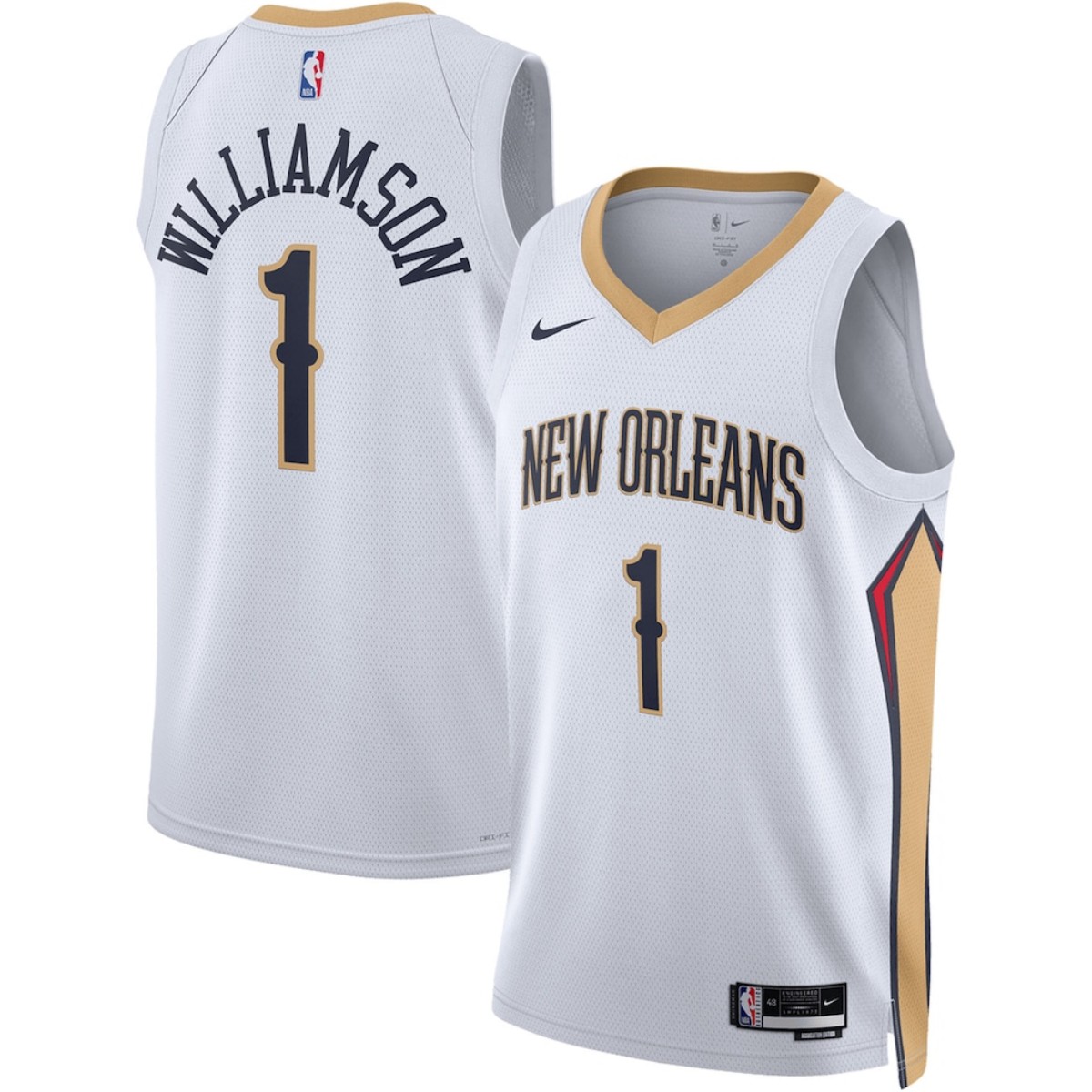 Unisex New Orleans Pelicans Zion Williamson #1 White Swingman Jersey - Association Edition — NBA Other