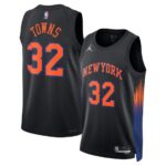 Unisex New York Knicks Karl-Anthony Towns #32 Black Swingman Jersey – Statement Edition