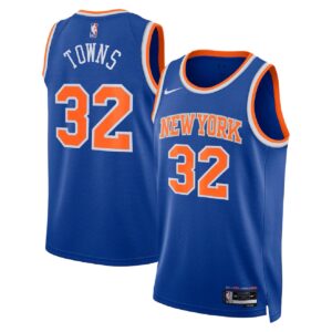 Unisex New York Knicks Karl-Anthony Towns #32 Blue Swingman Jersey - Icon Edition - Cancha Kits