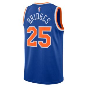 Unisex New York Knicks Mikal Bridges #25 Blue Swingman Jersey - Icon Edition - Cancha Kits