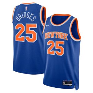 Unisex New York Knicks Mikal Bridges #25 Blue Swingman Jersey - Icon Edition - Cancha Kits