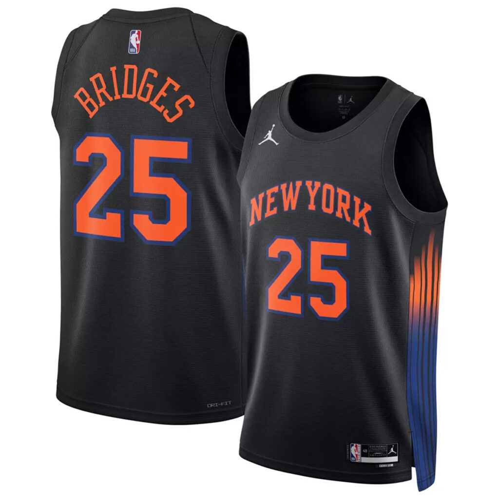Unisex New York Knicks Mikal Bridges #25 Jordan Brand Black Swingman Jersey – Statement Edition - Cancha Kits