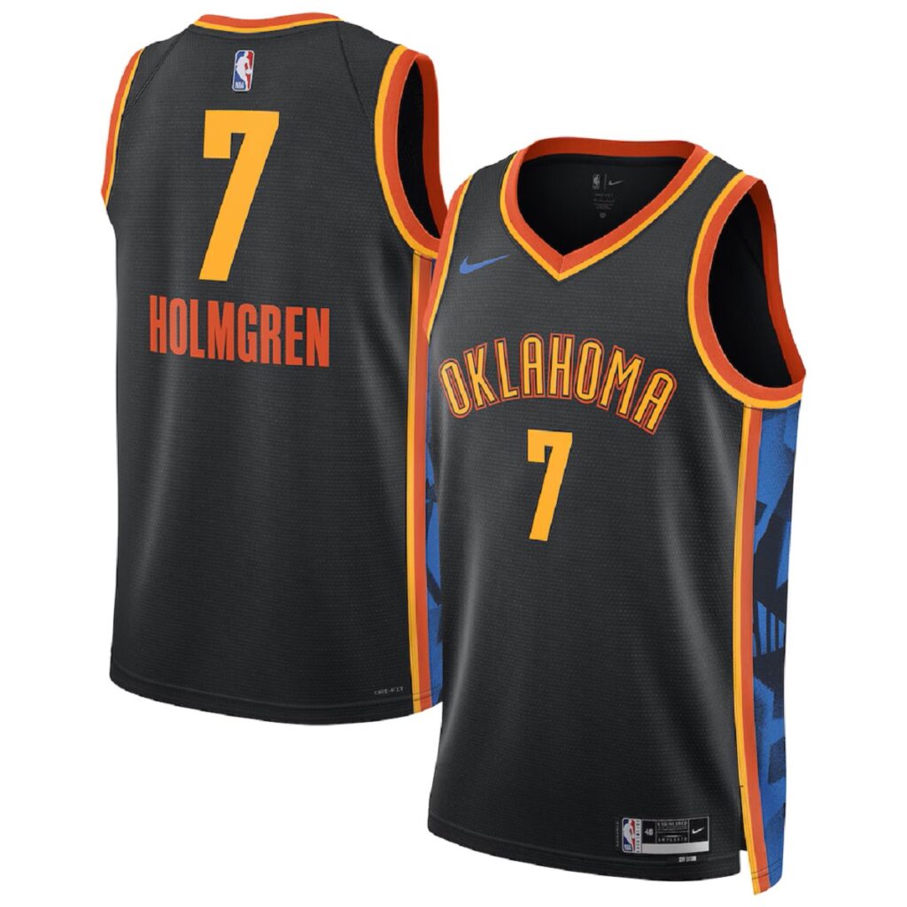 Unisex Oklahoma City Thunder Chet Holmgren #7 Black Swingman Jersey – City Edition - Cancha Kits