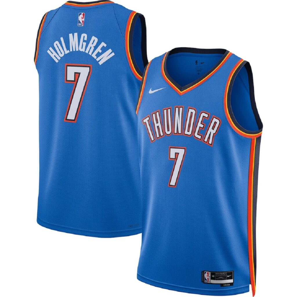 Unisex Oklahoma City Thunder Chet Holmgren #7 Blue Swingman Jersey – Icon Edition - Cancha Kits