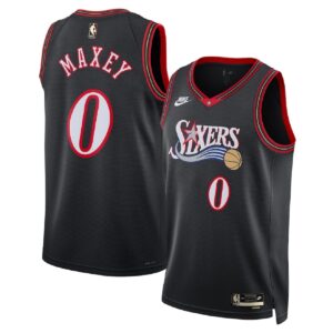 Unisex Philadelphia 76ers Tyrese Maxey #0 Black Swingman Jersey - Classic Edition - Cancha Kits
