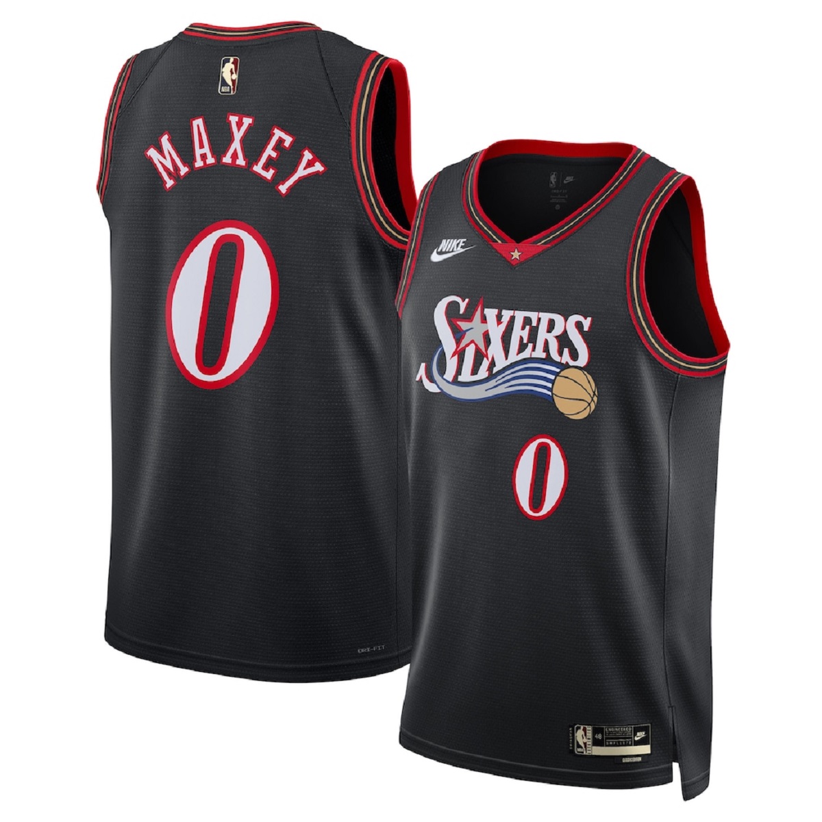 Unisex Philadelphia 76ers Tyrese Maxey #0 Black Swingman Jersey - Classic Edition — NBA Retro