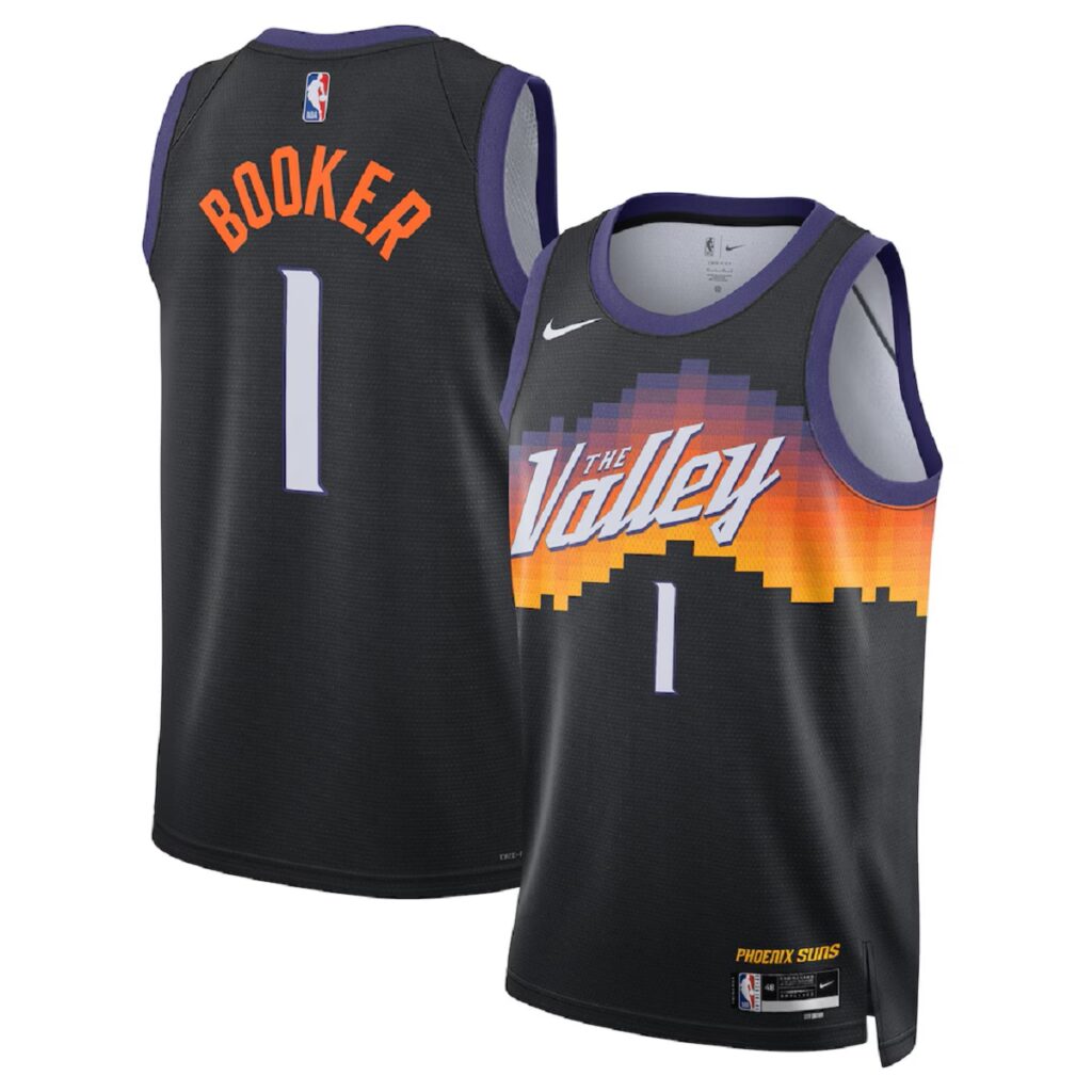 Unisex Phoenix Suns Devin Booker #1 Black Swingman Jersey 2025/26 – City Edition - Cancha Kits