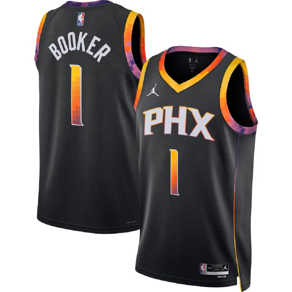 Unisex Phoenix Suns Devin Booker #1 Black Swingman Jersey – Statement Edition - Cancha Kits