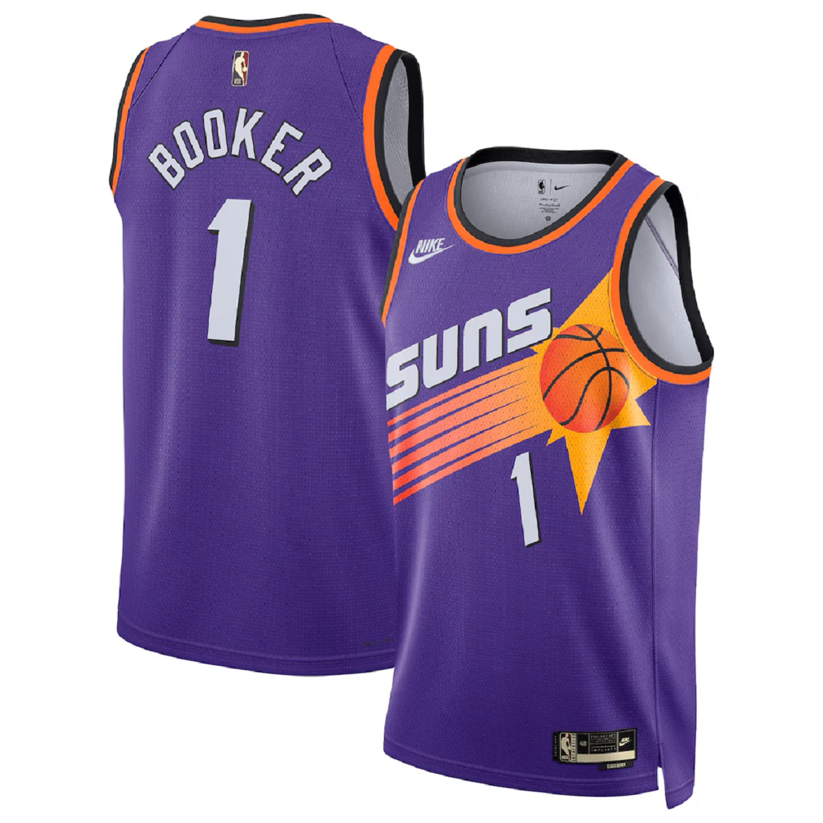 Unisex Phoenix Suns Devin Booker #1 Purple Swingman Jersey - Classic Edition — NBA Retro