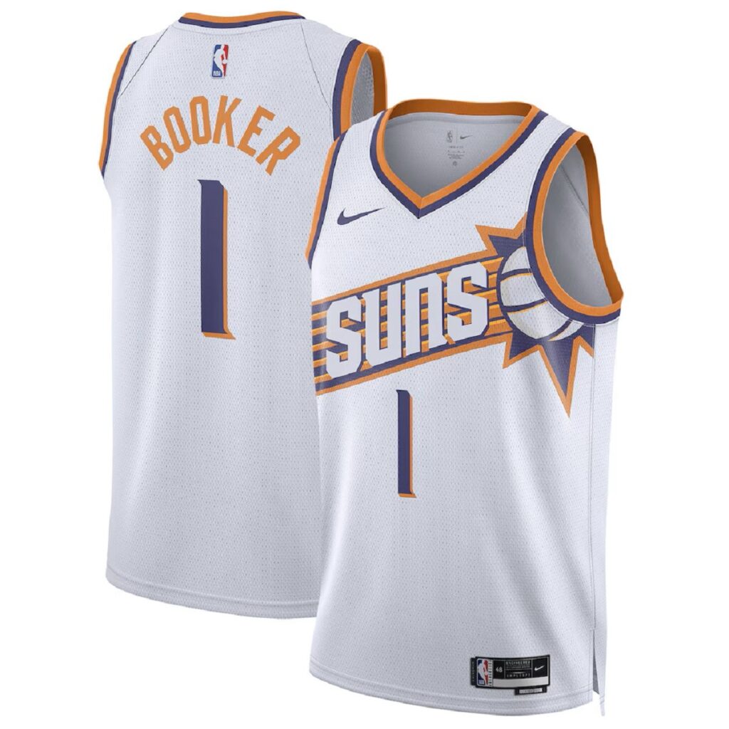 Unisex Phoenix Suns Devin Booker #1 White Swingman Jersey – Association Edition - Cancha Kits