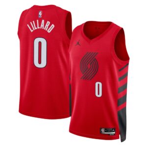 Unisex Portland Trail Blazers Damian Lillard #0 Red Swingman Jersey - Statement Edition - Cancha Kits