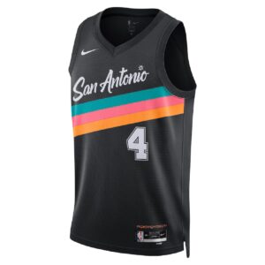 Unisex San Antonio Spurs De'Aaron Fox #4 Black Swingman Jersey 2025/26 - City Edition - Cancha Kits