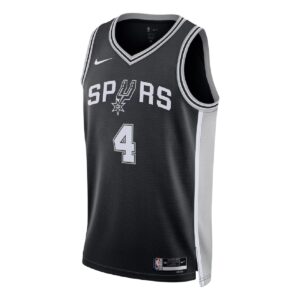 Unisex San Antonio Spurs De'Aaron Fox #4 Black Swingman Jersey - Icon Edition - Cancha Kits