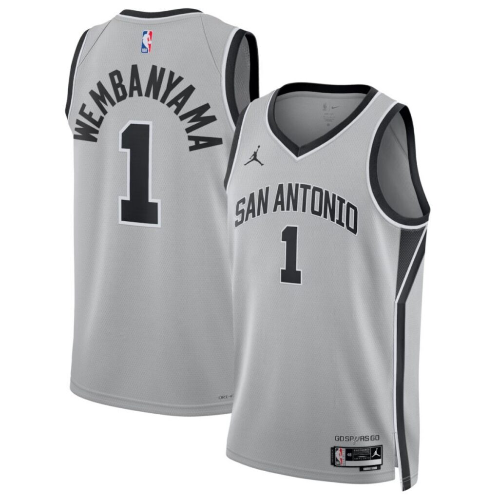 Unisex San Antonio Spurs Victor Wembanyama #1 Silver Swingman Jersey – Statement Edition - Cancha Kits