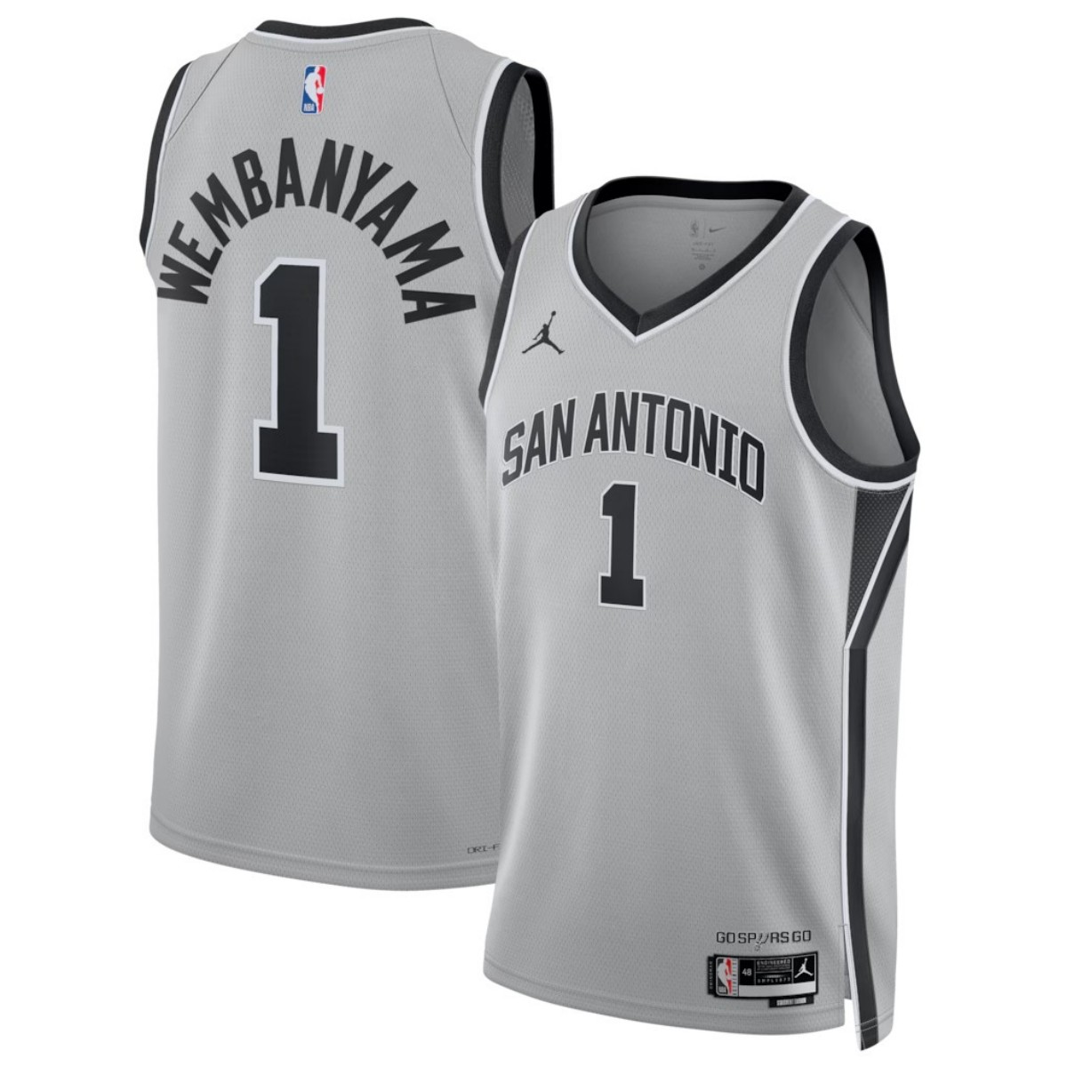 Unisex San Antonio Spurs Victor Wembanyama #1 Silver Swingman Jersey - Statement Edition — NBA Other