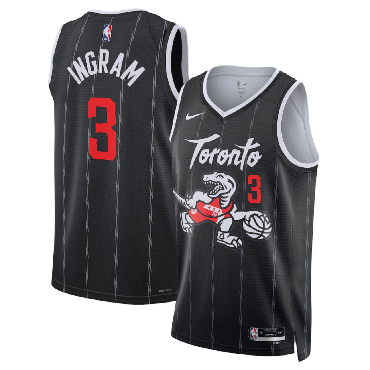 Unisex Toronto Raptors Brandon Ingram #3 Nike Black 2025/26 Swingman Jersey - City Edition — NBA Other 2025/26