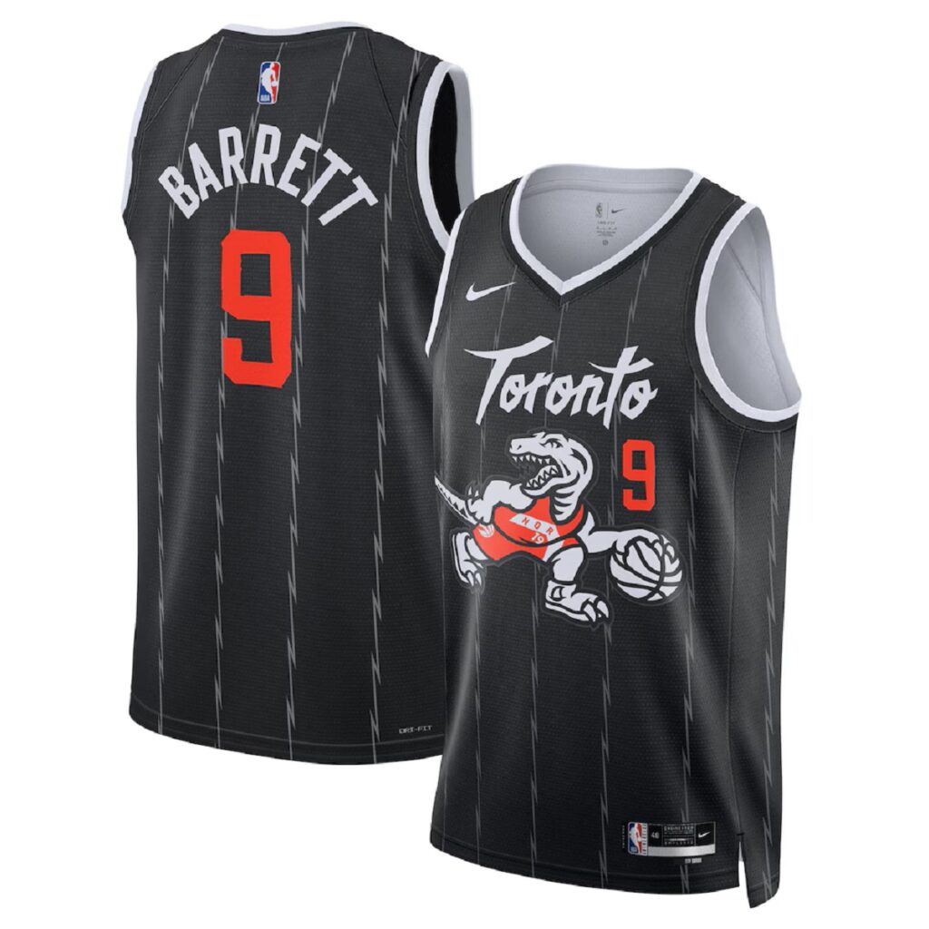 Unisex Toronto Raptors RJ Barrett #9 Black 2025/26 Swingman Jersey – City Edition - Cancha Kits