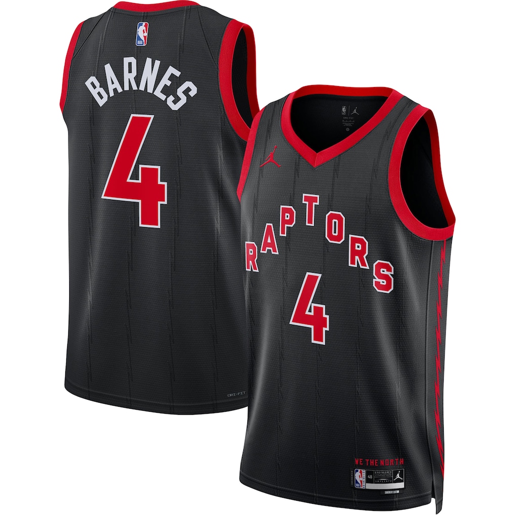 Unisex  Toronto Raptors Scottie Barnes #4 Black Swingman Jersey – Statement Edition - Cancha Kits