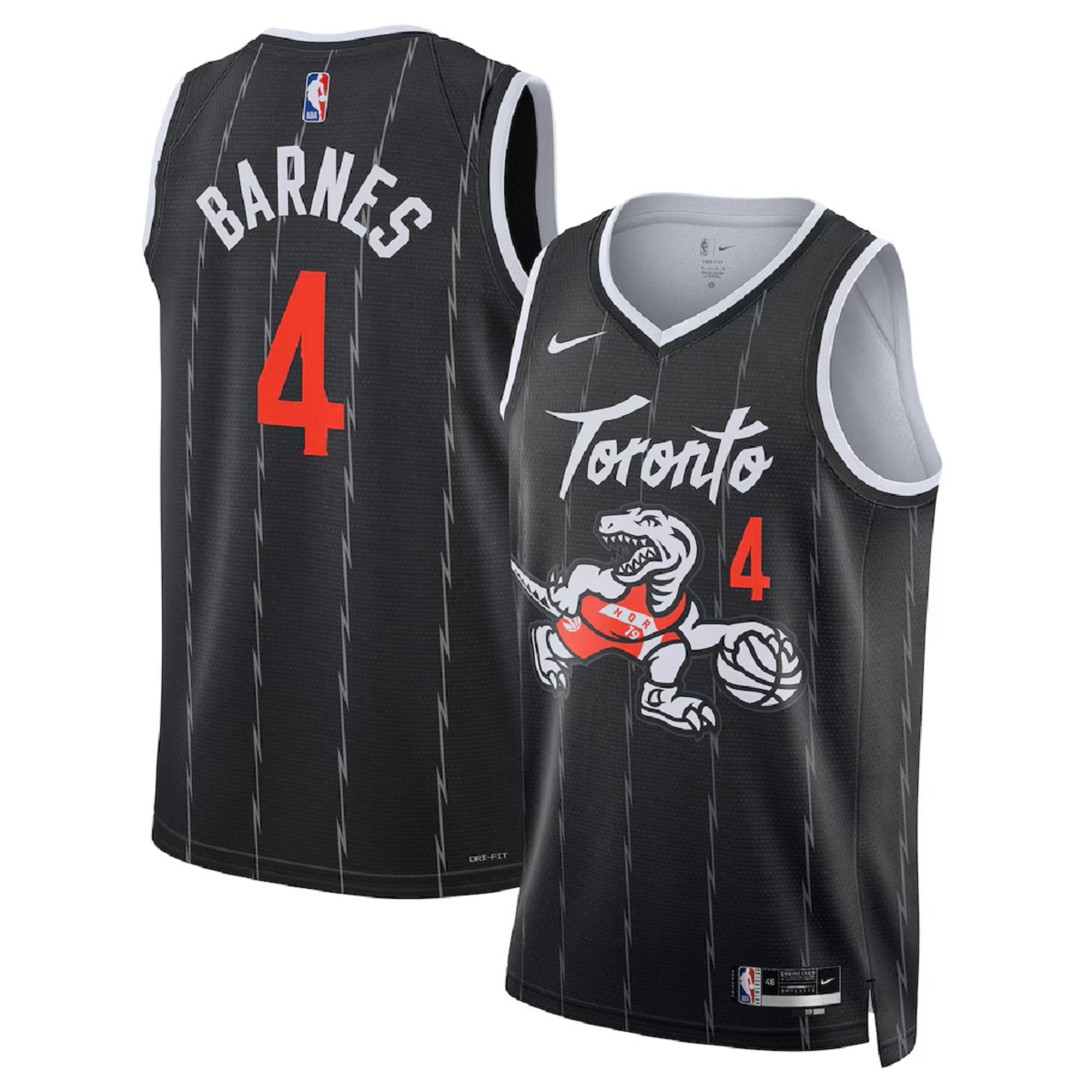 Unisex Toronto Raptors Scottie Barnes #4 Nike Black 2025/26 Swingman Jersey - City Edition — NBA Other 2025/26