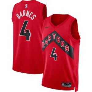 Unisex  Toronto Raptors Scottie Barnes #4 Red Swingman Jersey - Statement Edition - Cancha Kits