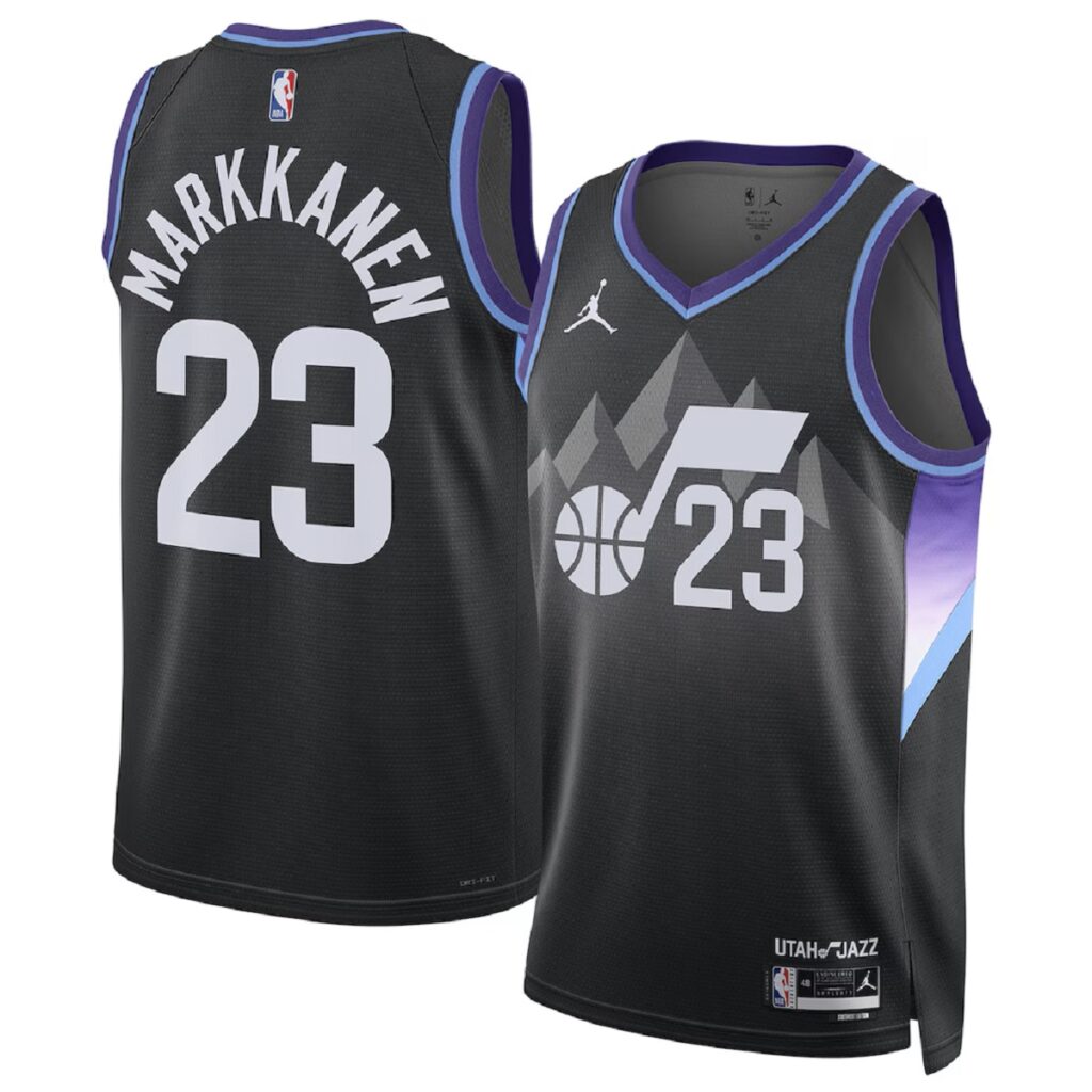Unisex Utah Jazz Lauri Markkanen #23 Black Swingman Jersey – Statement Edition - Cancha Kits