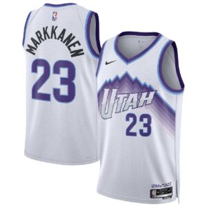 Unisex Utah Jazz Lauri Markkanen #23 White Swingman Jersey - Association Edition - Cancha Kits