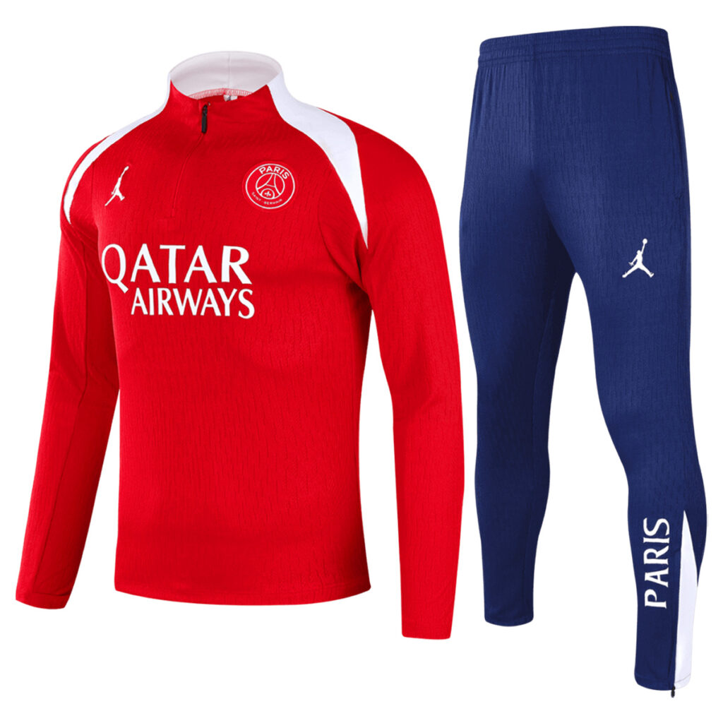 PSG Zipper Sweatshirt Kit(Top+Pants) Red 2025/26 - Cancha Kits