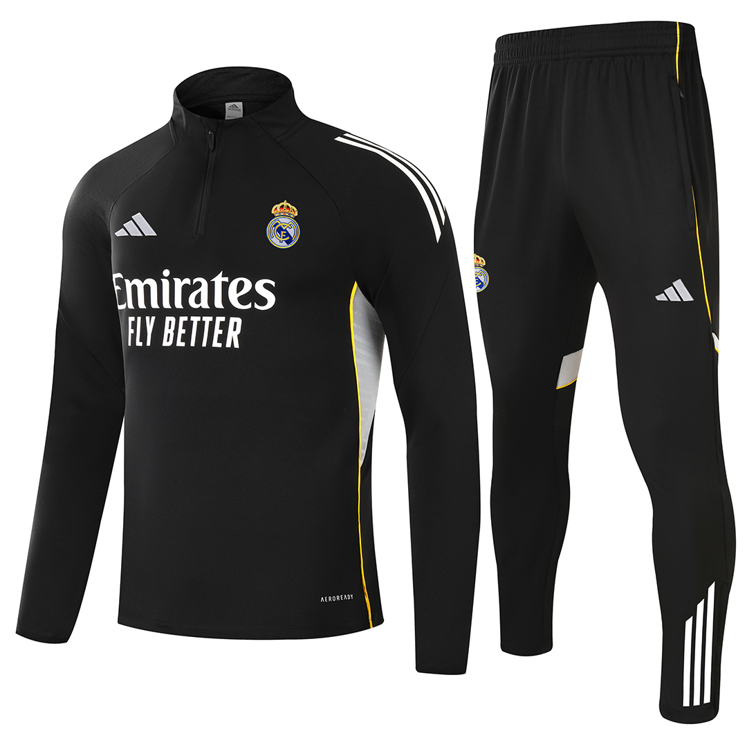 Kids Real Madrid 1/4 Zipper Sweat Kit(Top+Pants) Black 2025/26 — Real Madrid Other 2025/26