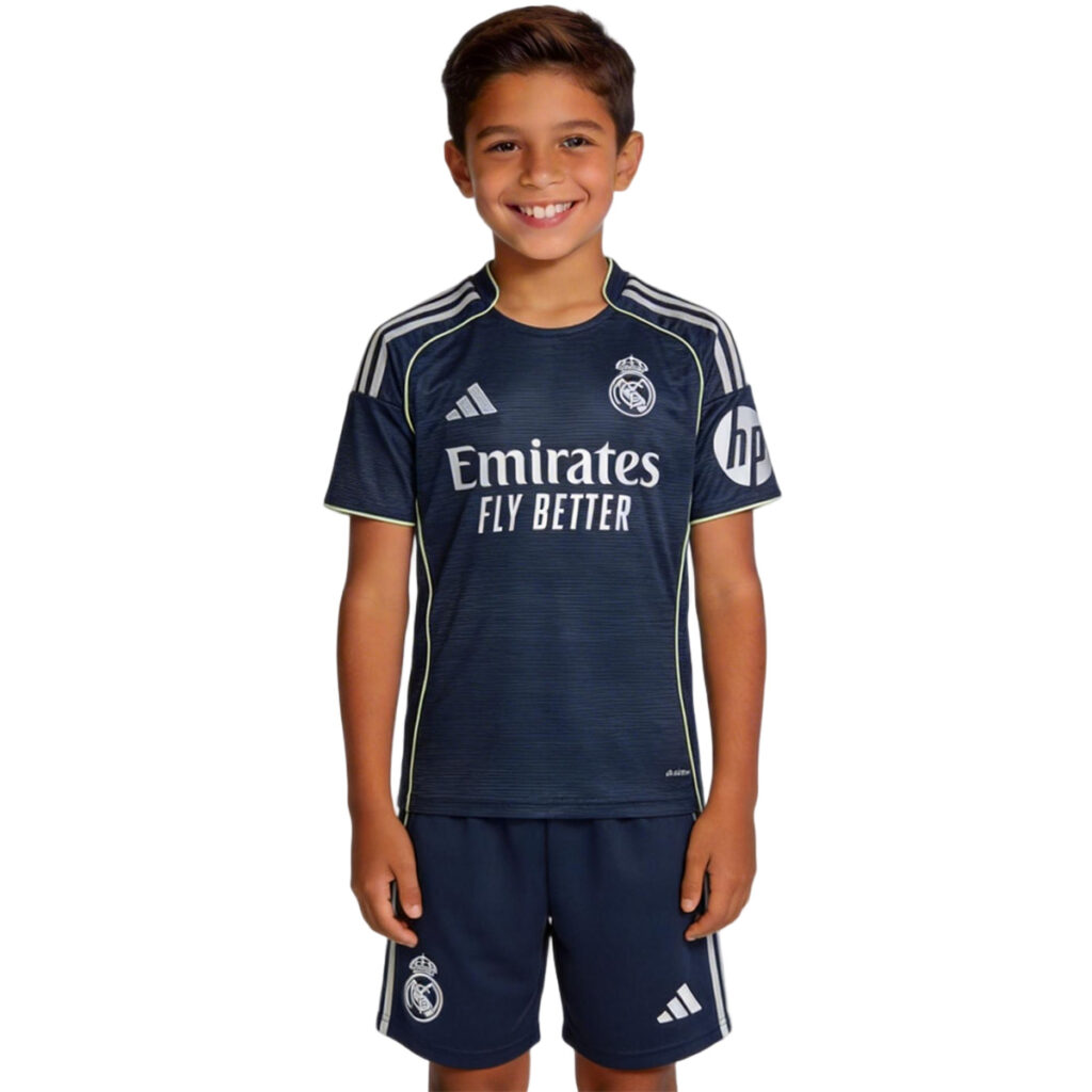 Kids Real Madrid Away Jersey Kit 2025/26 - Cancha Kits