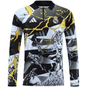Kids Real Madrid x Marvel Zipper Sweatshirt Kit(Top+Pants) Black 2025/26 - Cancha Kits