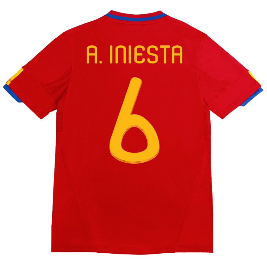 A. INIESTA #6 Retro Spain Home Jersey 2010 - Cancha Kits
