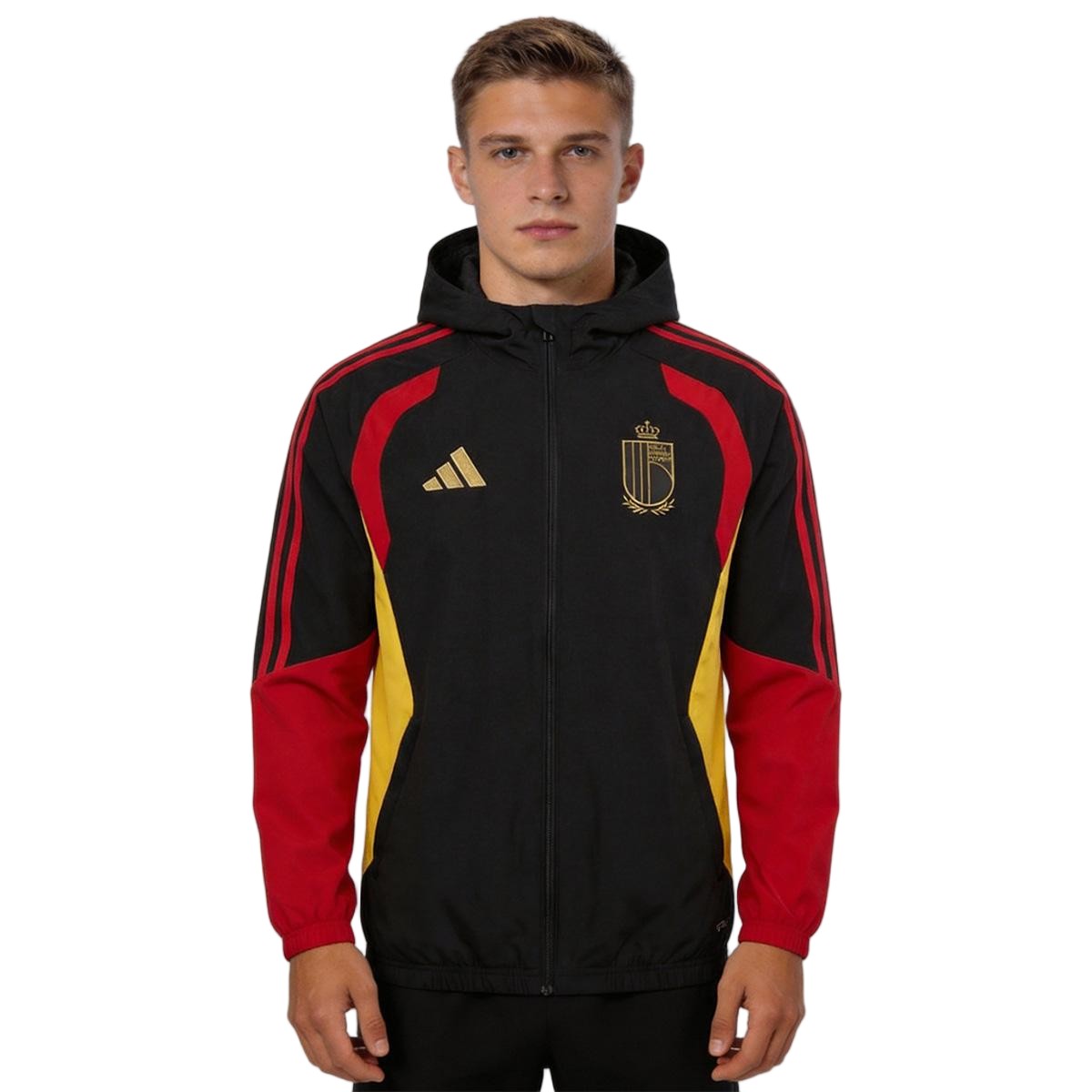 Belgium Windbreaker Hoodie Jacket Black 2026 — UEFA Windbreaker 2026