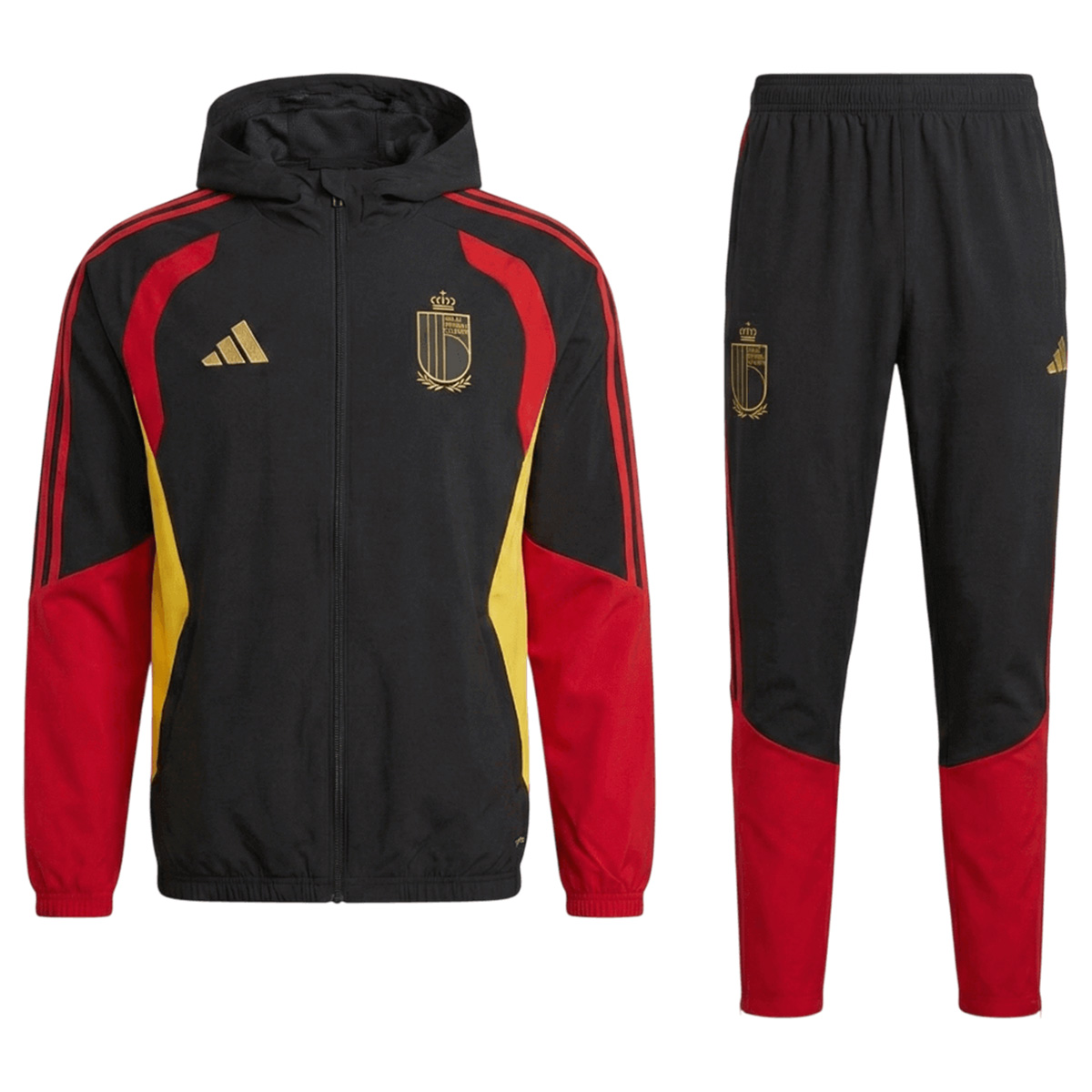 Belgium Windbreaker Hoodie Kit(Top+Pants) Black 2026 — UEFA Windbreaker 2026